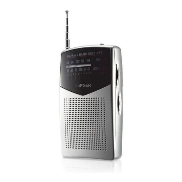 Bärbar Radio - Haeger - Fick - AM/FM - Grå - 2 års garanti