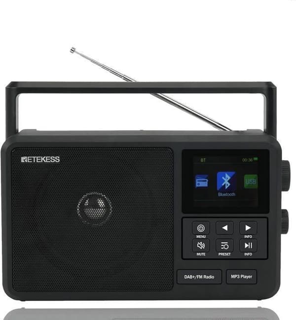 Retekess TR640 Radio Internet, Digital Dab Radio Bärbar, Digital FM Radio, Trådlös Anslutning, Extern Antenn, Lämplig för Entusiaster