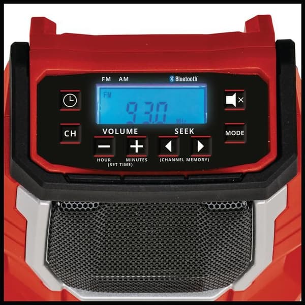 Einhell trådlös radio TC-CR 18 Li BT - Solo (18V, LCD-skärm, Bluetooth, AM- och FM-frekvens) Levereras utan batteri eller laddare.