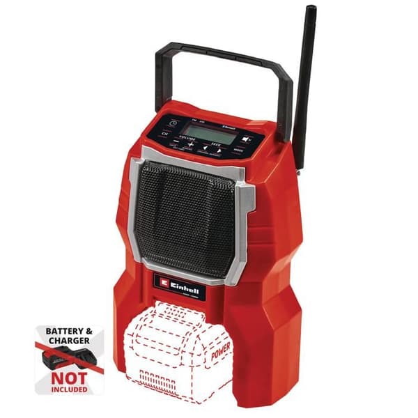 Einhell trådlös radio TC-CR 18 Li BT - Solo (18V, LCD-skärm, Bluetooth, AM- och FM-frekvens) Levereras utan batteri eller laddare.