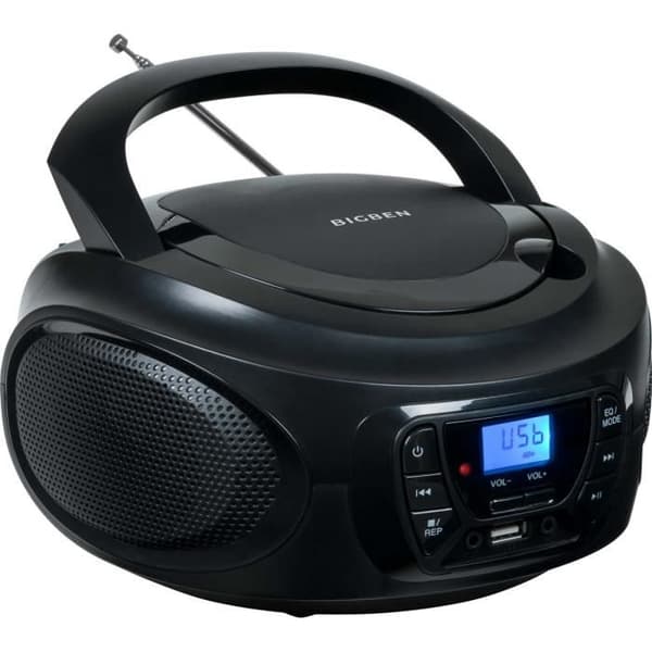 Svart Bluetooth bärbar CD-radiospelare, CD62NUSBBT USB-port