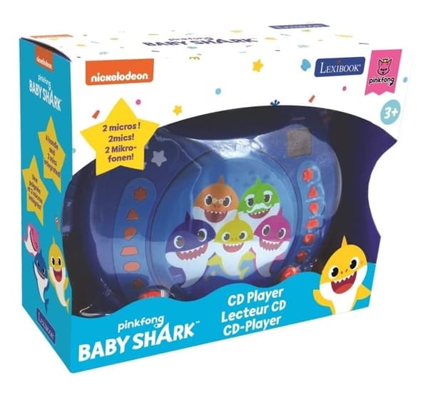 Bärbar CD-spelare med 2 Baby Shark-mikrofoner