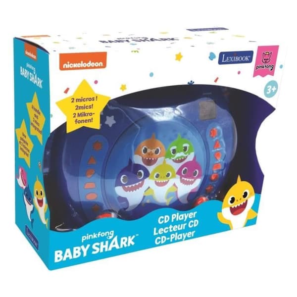 Bärbar CD-spelare med 2 Baby Shark-mikrofoner