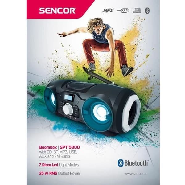 Boombox med CD, BT, MP3, USB, AUX och FM-radio - Sencor - SPT 5800