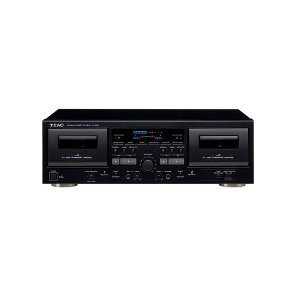 TEAC W-1200 - Tvådeckars kassettspelare - Svart - 30-1500 Hz - 6,3 mm - 22 W