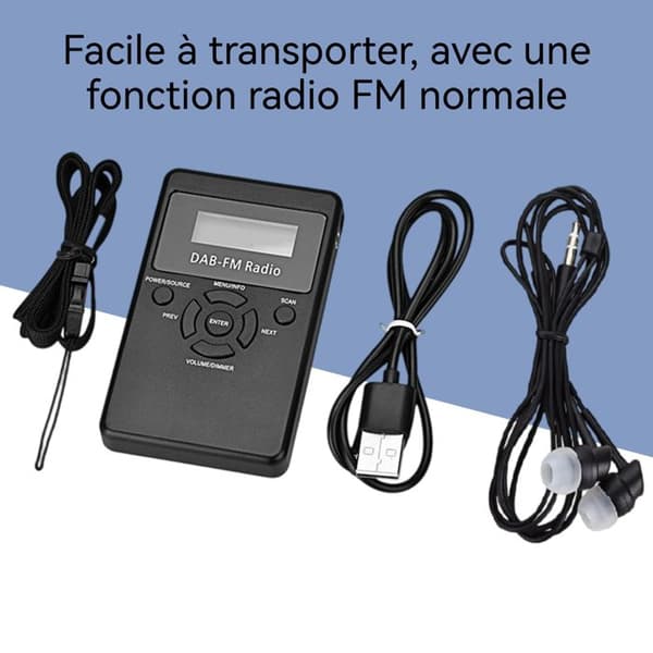 INN® FM/DAB fickradio, digital stereo LCD-display, stöd för Bluetooth MP3 uppspelningsfunktion, svart radio