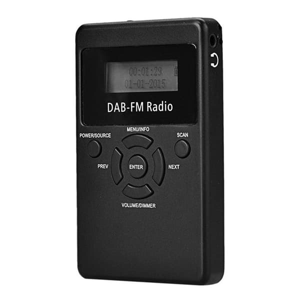 INN® FM/DAB fickradio, digital stereo LCD-display, stöd för Bluetooth MP3 uppspelningsfunktion, svart radio