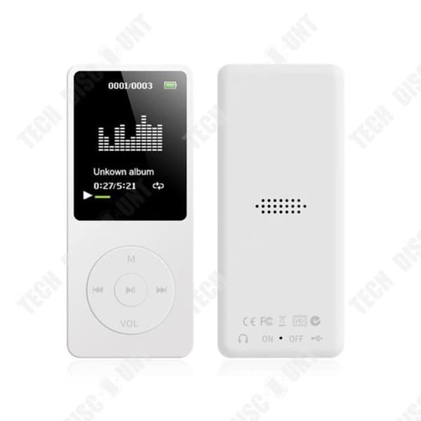 TD® JS-01 sport MP-spelare med MP4-skärm Kompatibel med 1.8 minneskort - Musikstreaming - Vit - Hög prestanda och transportabel