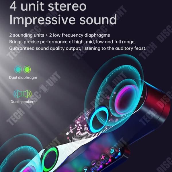 TD® Bluetooth Gaming-högtalare med färgglada LED-ljus Cool Subwoofer Light Up-högtalare USB-gränssnittstyp Förstärkare