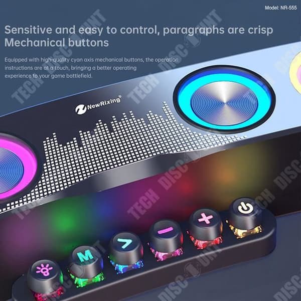 TD® Bluetooth Gaming-högtalare med färgglada LED-ljus Cool Subwoofer Light Up-högtalare USB-gränssnittstyp Förstärkare