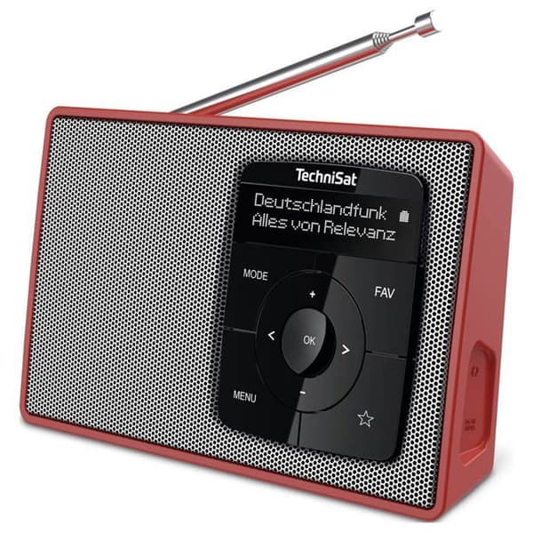 TechniSat DIGITRADIO 2 Bordsradio DAB+, FM DAB+, FM, Bluetooth-larmfunktion röd-silver