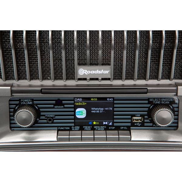 Radio CD Bärbar Vintage DAB+/FM CD-MP3 Bluetooth Läsare, USB Fjärrkontroll Roadstar HRA-270CD-MP3CD+BT Trä 33215