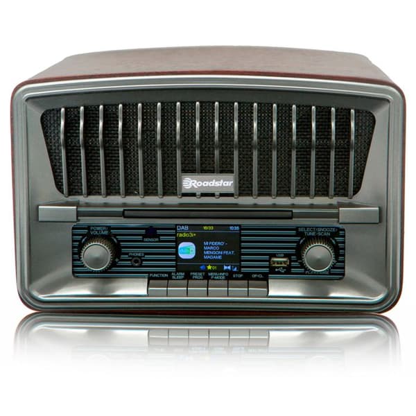 Radio CD Bärbar Vintage DAB+/FM CD-MP3 Bluetooth Läsare, USB Fjärrkontroll Roadstar HRA-270CD-MP3CD+BT Trä 33215