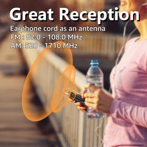 Radio Portativ TR107 Retekess 10st, Mini Fickbärbar FM AM Stereo Support BBS Mega Bass, med hörlurar för jogging