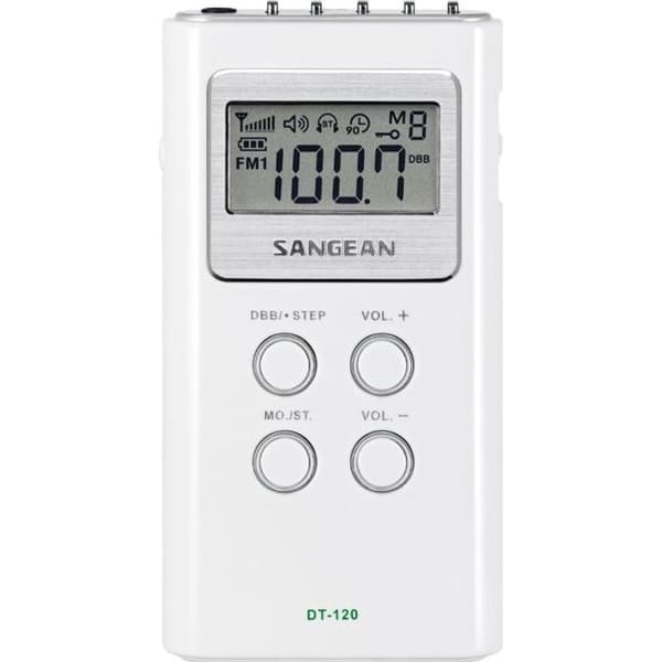 SANGEAN DT-120 bärbar radio - AM/FM PLL digital tuner - 15 förinställningar - Vit