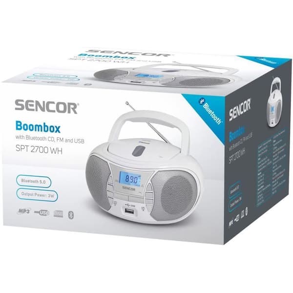 CD-radio - SENCOR - SPT 2700 WH - 3 W - CD / Bluetooth / MP3 - Vit