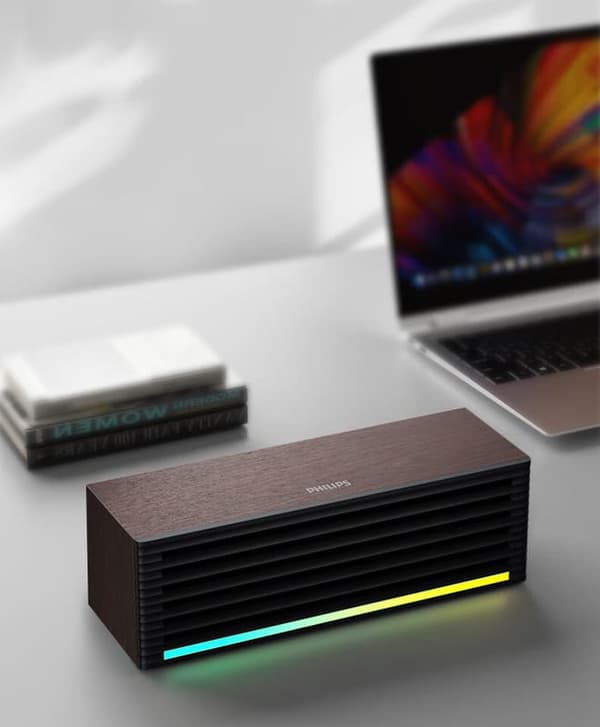 Philips SPA3709 kablet computer Bluetooth-kablede multimediehøjttalere i træ til skriveborde og kontorer