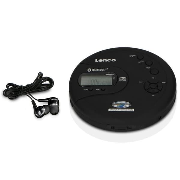 Lenco CD-300BK - Bärbar Bluetooth® CD/MP3-spelare med stötsäker skydd - Svart