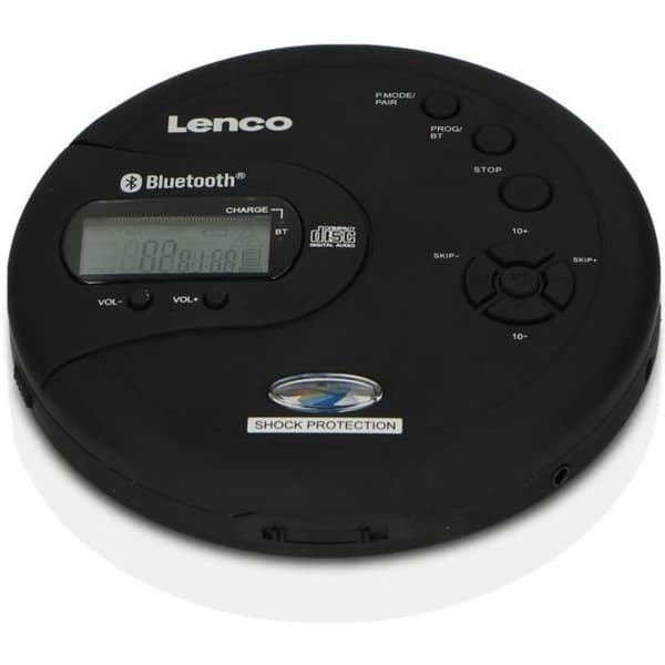 Lenco CD-300BK - Bärbar Bluetooth® CD/MP3-spelare med stötsäker skydd - Svart