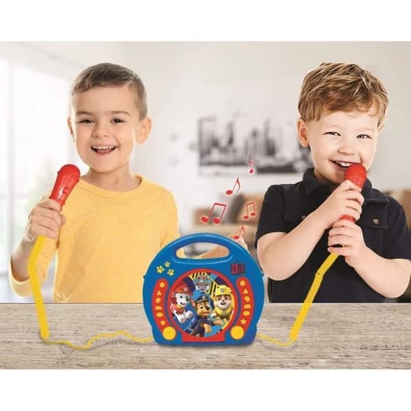 Bärbar CD-spelare med 2 Paw Patrol-mikrofoner