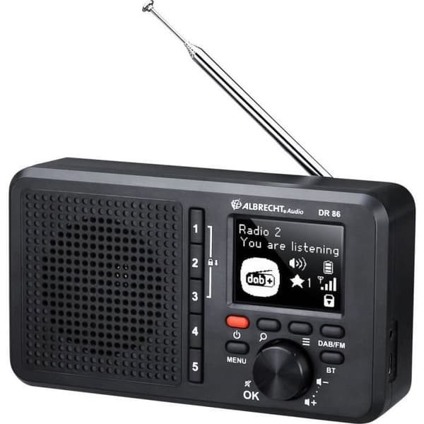 Bordradio - Albrecht - DR 86 - DAB+ - FM - Uppladdningsbar - Svart