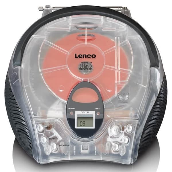 Lenco SCD-24TR - Bärbar radio med CD-spelare - Genomskinlig