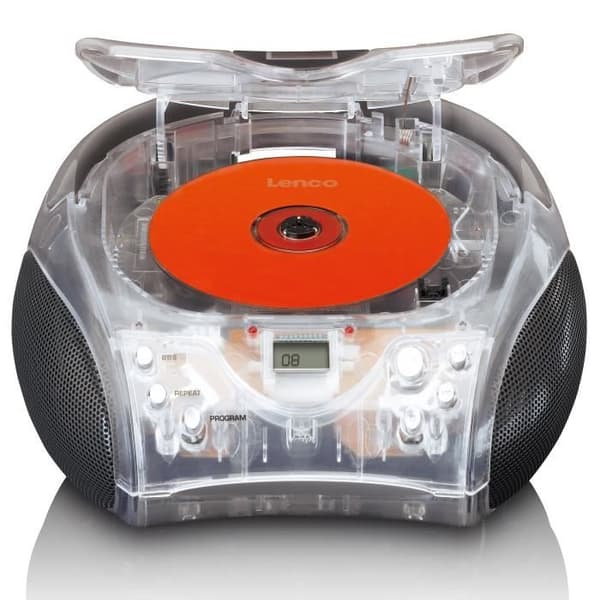 Lenco SCD-24TR - Bärbar radio med CD-spelare - Genomskinlig