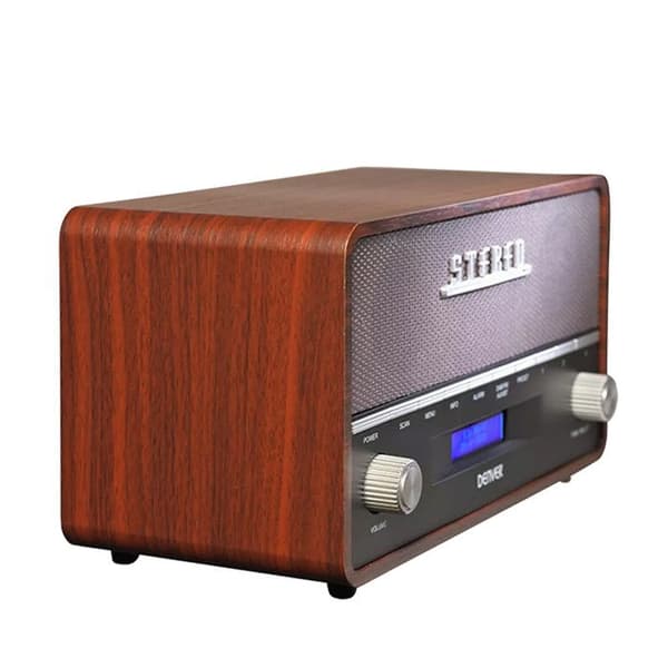 DAB Denver DAB-36 bärbar radio - Bluetooth - 10 Watt - Trähölje