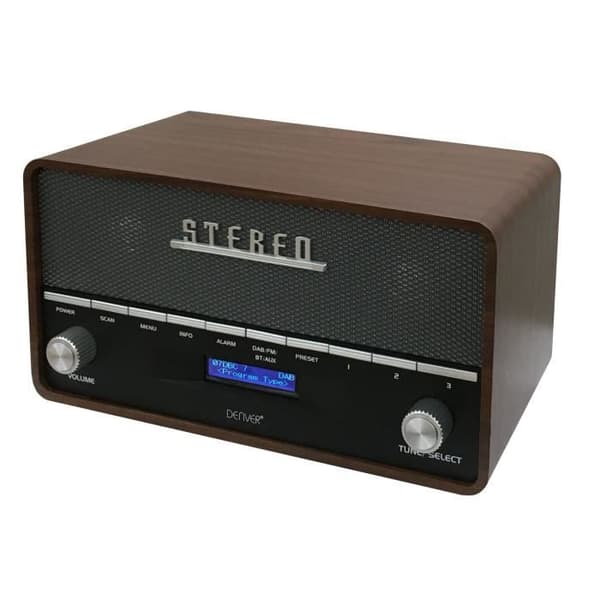 DAB Denver DAB-36 bärbar radio - Bluetooth - 10 Watt - Trähölje