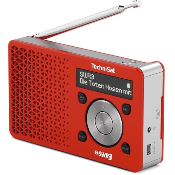 DAB portabel radio - TECHNISAT - DigitRadio 1 - Röd, Vit - 1 Watt - Extern