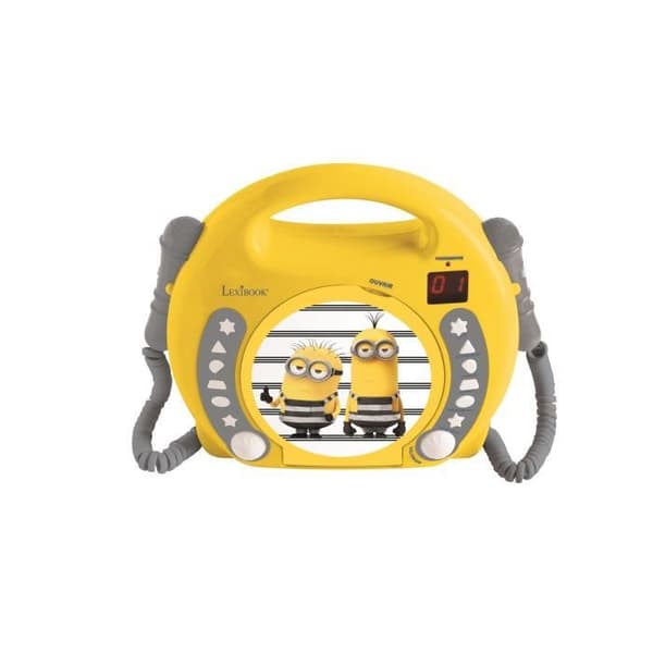 Bärbar CD-spelare med 2 mikrofoner The Minions Grå, Gul