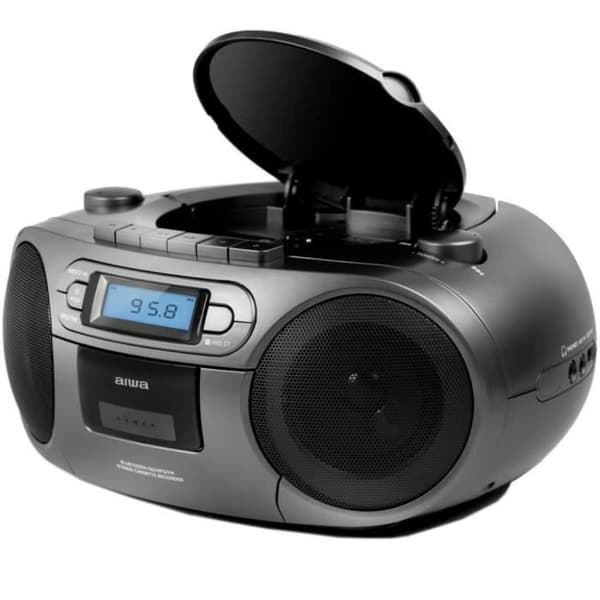 Aiwa BBTC-550MG Grå bärbar CD-spelare med radio, kassett, Bluetooth och USB