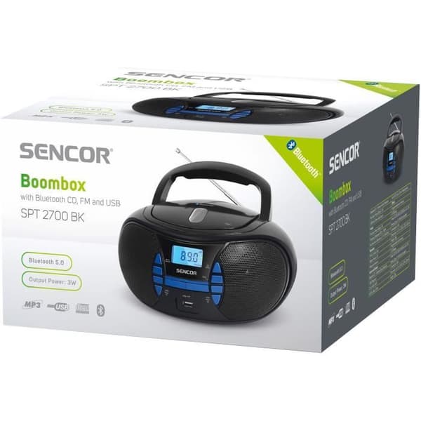 Radio CD-spelare - SENCOR - SPT 2700 BK - 3 W - CD / Bluetooth / MP3 - Svart