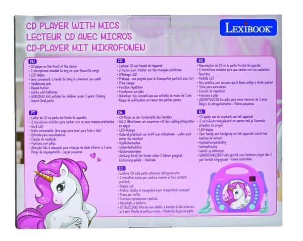 Bärbar CD-spelare med 2 enhörningsmikrofoner