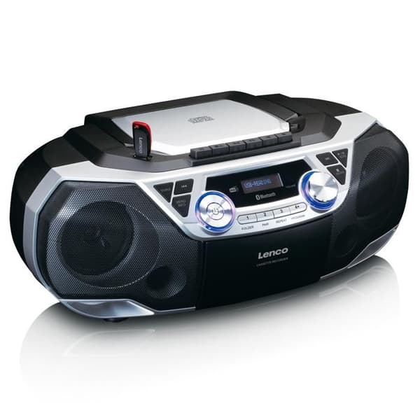 Lenco SCD-720SI - Bärbar DAB+/FM-radio med Bluetooth®, CD-spelare, kassetter och USB - Silver