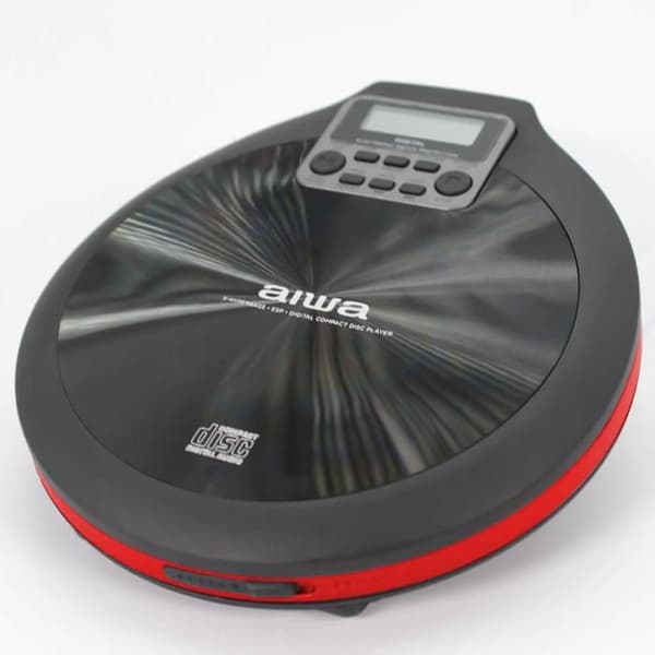 Aiwa PCD-810RD ROT Svart bärbar CD/CD-R/MP3-spelare, med hörlurar och väska, ESP