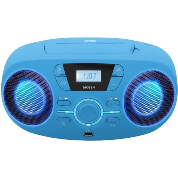 BIGBEN CD61BLUSB bärbar radio Cd usb blå + lysande högtalare