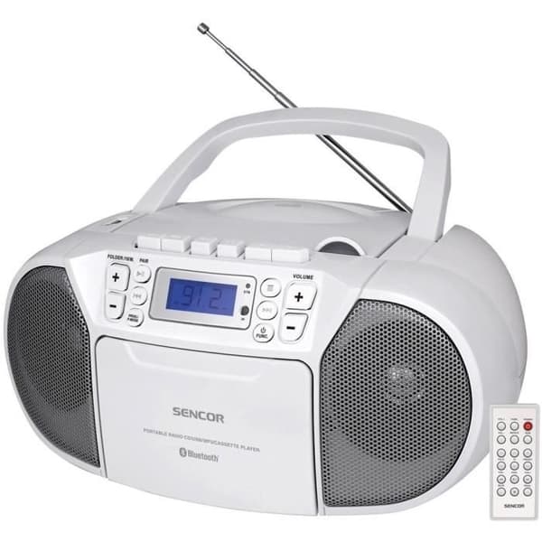 CD / Kassettspelare - SENCOR - SPT 3907 W - 4 W - Bluetooth - Vit
