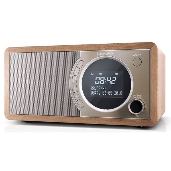 Bärbar digitalradio - SHARP - DR-450BR - Bluetooth 4.2 - Dab/Dab+/FM - Mörkt trä