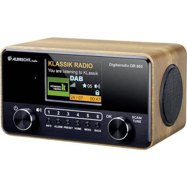 Albrecht DR 865 Bordsradio DAB+, FM AUX, DAB+, barriärfri FM, med fjärrkontroll, knapplås, funktion