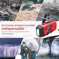 Miniatyrbild 4 av 6: Radio Survie-Radio Dynamo-Manivelle och Solenergi, 2000mA, med LED-ficklampa, SOS-larm, AM/FM/WB-väder - för nödladdning