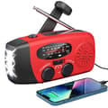 Miniatyrbild 1 av 6: Radio Survie-Radio Dynamo-Manivelle och Solenergi, 2000mA, med LED-ficklampa, SOS-larm, AM/FM/WB-väder - för nödladdning