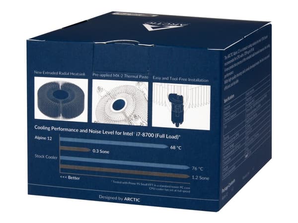 ARCTIC Alpine 12 - Processorkylare - (för: LGA1150, LGA1151, LGA1155, LGA1156) - aluminium - 92 mm