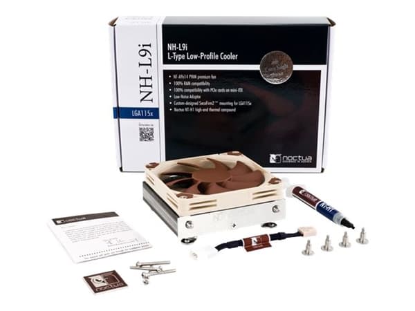 Noctua NH-L9i - Prosessorkjøler - (for: LGA1156, LGA1155, LGA1150, LGA1151, LGA1200) - aluminium med forniklet kobberfot - 92 mm Beige, Brun, Sølv