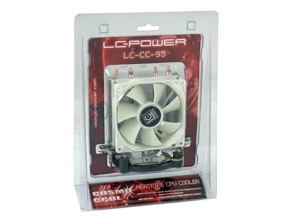 LC Power Cosmo Cool LC-CC-95 - Prosessorkjøler - (for: LGA775, LGA1156, AM2, AM3, LGA1155) - aluminium og kobber - 90 mm - hvit, sølv