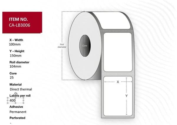 Capture - Eco paper - permanet adhesiv - toppbelagt - perforert - hvit - 100 x 150 mm 6400 etikett(er) (16 rull(er) x 400) boks - merkelapper