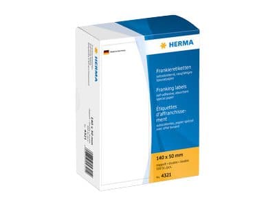 HERMA Frankointitarrat - Itseliimautuvat - valkoinen - 50 x 140 mm 500 tarraa (250 arkkia x 2) tarrat