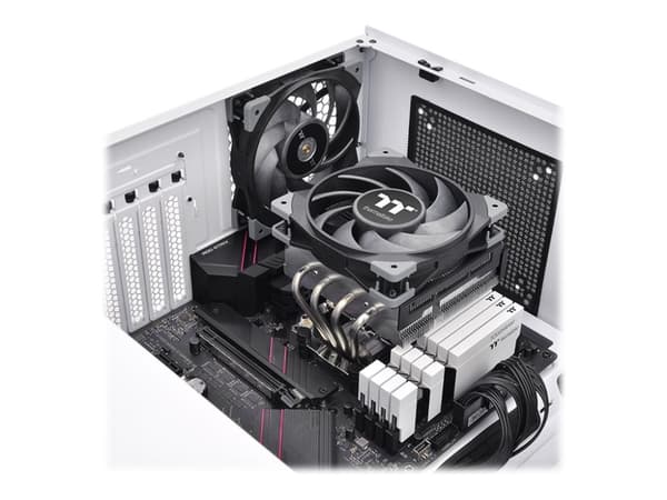Thermaltake TOUGHAIR 110 - Prosessorkjøler - (for: LGA1156, AM2, AM2+, AM3, LGA1155, AM3+, FM1, FM2, LGA1150, LGA1151, AM4, LGA1200) - aluminium - 12 Sort, Sølv