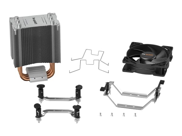 be quiet! Pure Rock Slim 2 - Processorkylare - (för: LGA1150, LGA1151, LGA1155, LGA1200, LGA1700, AM4, AM5) - aluminium med aluminium/kopparbas - 92
