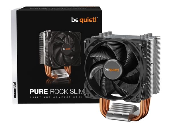 be quiet! Pure Rock Slim 2 - Processorkylare - (för: LGA1150, LGA1151, LGA1155, LGA1200, LGA1700, AM4, AM5) - aluminium med aluminium/kopparbas - 92